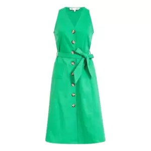 Image of Yumi Green Cotton Shirt Dress With Patch Pock - Green