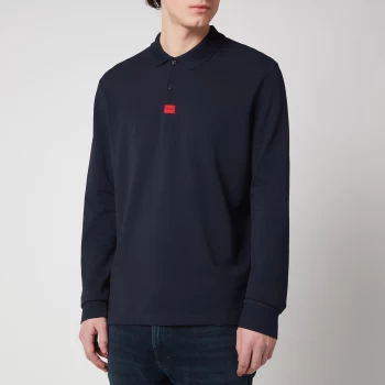 Image of HUGO Mens Deresolo Long Sleeve Polo Shirt - Dark Blue - M