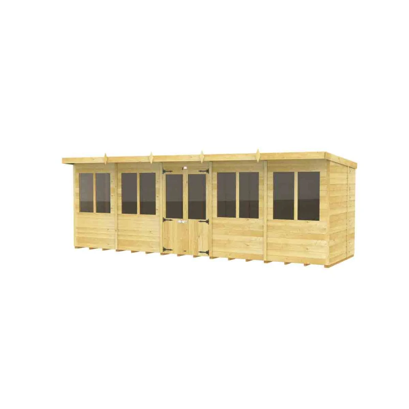 Image of Flat Pack Sheds DIY Sheds 20 x 6 Pent Summer House, Brown 20X6PSHFF