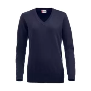 Image of Clique Womens/Ladies Aston Knitted V Neck Sweatshirt (XL) (Dark Navy)