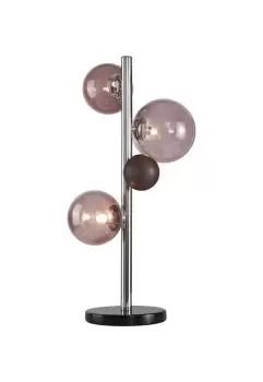 Image of Table Lamp, 3 x G9, Polished Chrome, Smoked Glass