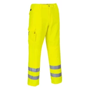 Image of Portwest E046 Mens Class 1 Hi Vis Combat Trousers Yellow Extra Large 34"