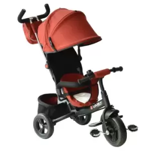 Image of Reiten Kids Metal Tricycle Ride On with Polyester Sun Canopy, Basket & Parent Handles- Red