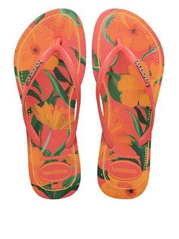 Image of Havaianas Slim Tropical Flip Flops Orange Women 35/36 (2.5 to 3.5)