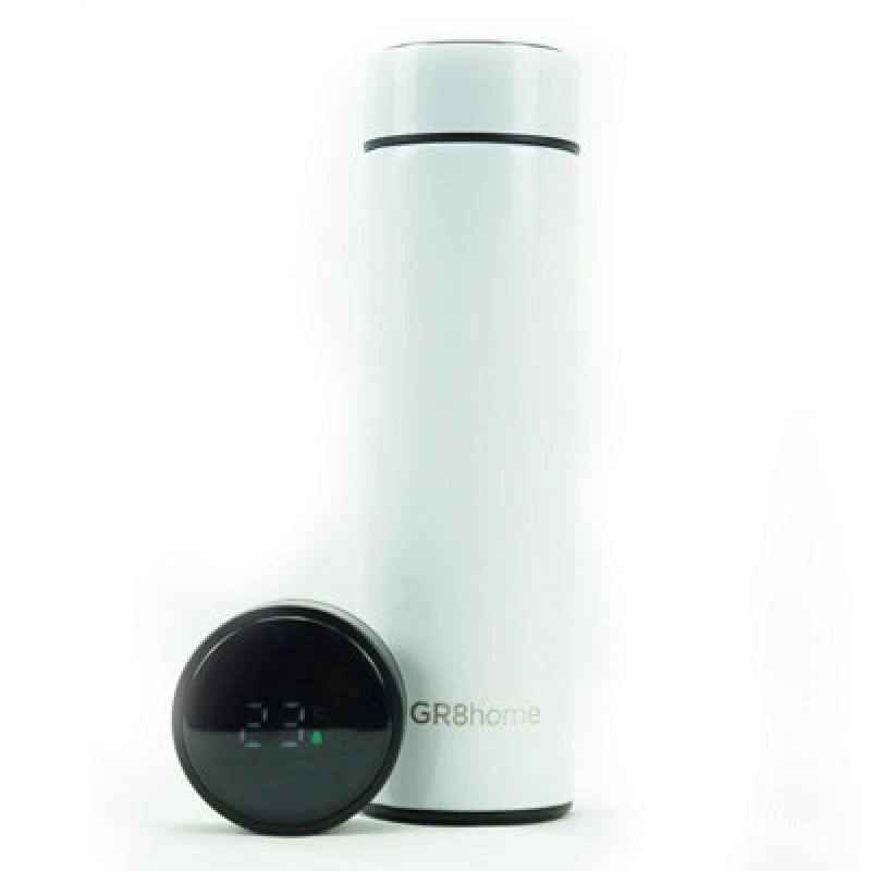Image of Gr8 Home Smart 500ml Water Bottle Stainless Steel Vacuum Flask With Temperature Display White White unisex