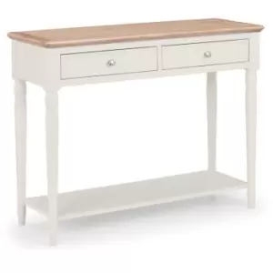 Image of 2 Drawer Console Hallway Table Country Grey & Oak Top - Barnes