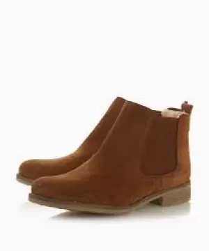 Image of Dune Tan Suede 'Prompted 2' Block Heel Chelsea Boots - 3