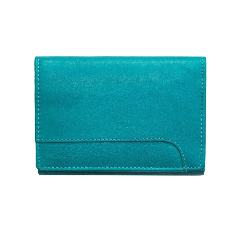 Image of PRIMEHIDE Leather Velura Clip Frame Trifold Purse - Blue Blue 9 x 12.5
