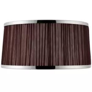 Image of 13" Luxury Round Tapered Lamp Shade Brown Pleated Organza Fabric & Bright Nickel