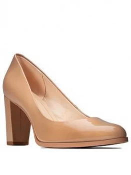 Image of Clarks Kaylin Cara Block Heel Court Shoe - Beige