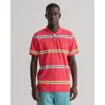 Image of Gant Stripe Rugger Polo Shirt - Pink