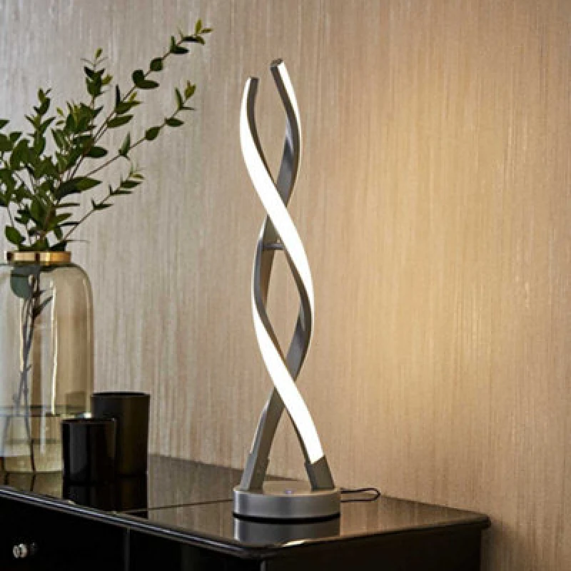 Image of Valuelights Infinity Matte Silver Double Twist Integrated LED Table Lamp