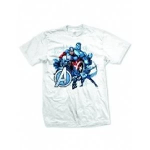 Image of Avengers Group Assemble Mens White T-Shirt Medium