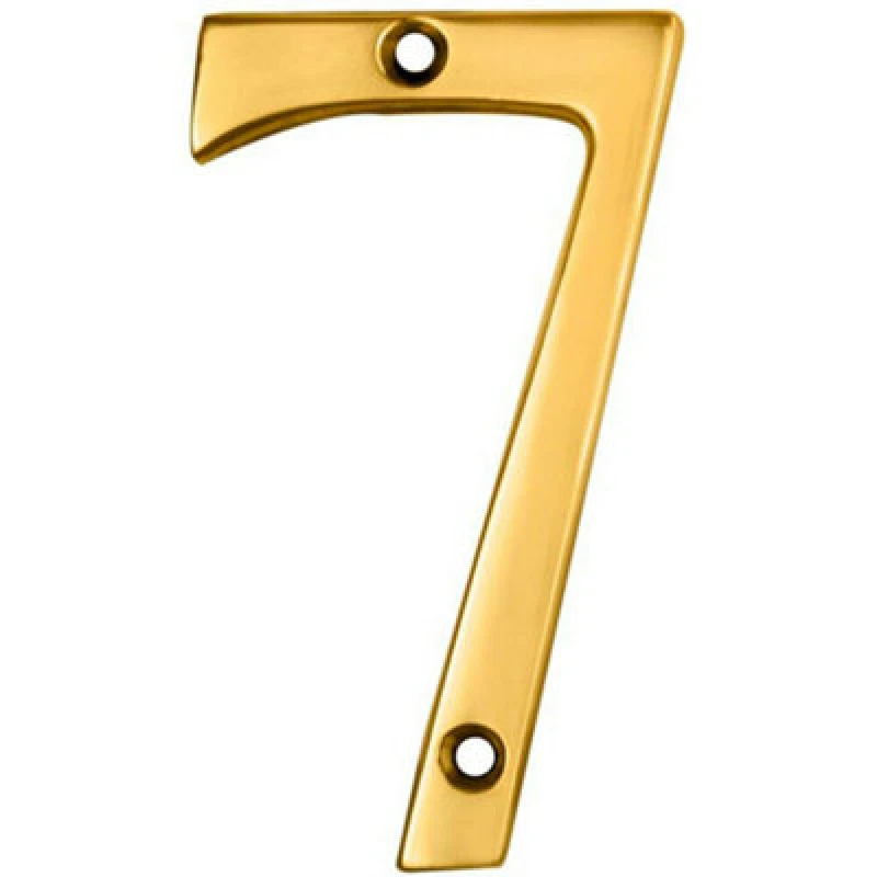Image of Loops Polished Brass Door Number 7 75mm Height 4mm Depth House Numeral Plaque Metallics