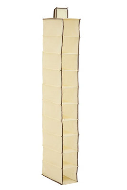 Image of Premier Housewares Tavia Cream Brown Trim 10 Section Hanging Shoe Organiser Cream