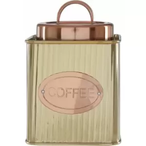 Image of Rectangular Coffee Canister Stainless Steel Storage Containers For Kitchen Ribbed Design Items Tea Coffee Sugar Canister And More Storage Jars w10 x