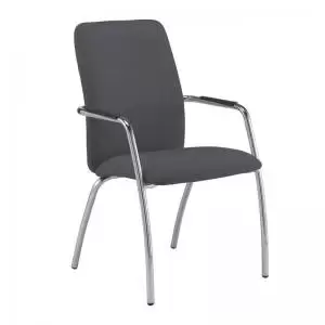 Image of Tuba chrome 4 leg frame conference chair with fully upholstered back -