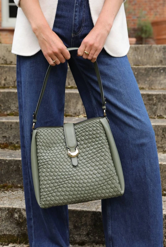 Image of Luella Grey Womens 'Flora' Weave Hobo in Khaki Khaki Female