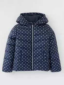 Image of Only Kids Girls Talia Quilted Spot Print Jacket - Night Sky, Night Sky, Size 8 Years, Women