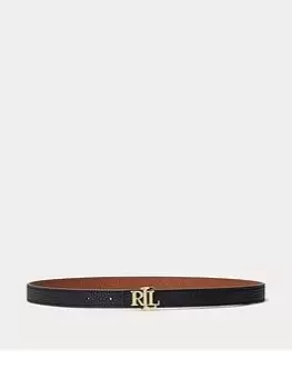 Image of Lauren by Ralph Lauren Rev Lrl 20-belt-skinny - Black/lauren Tan, Black, Size XL, Women