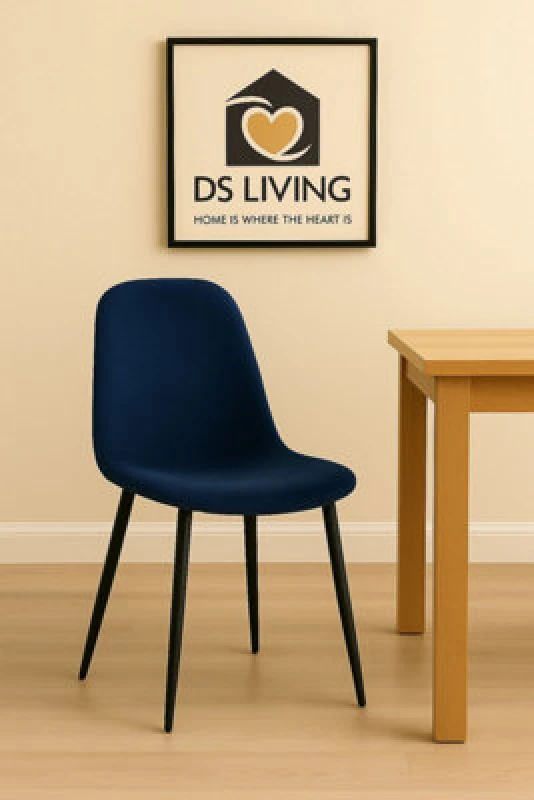 Image of Ds Living Luxe Dining Chair 4Pc Medieval Blue Black Powder Legs