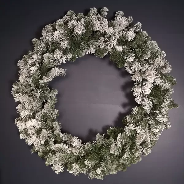 Image of 90cm Snow Flocked Green Wreath Christmas Decoration