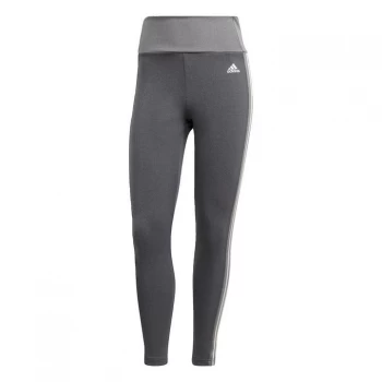 Image of adidas Designed To Move High-Rise 3-Stripes 7/8 Sport Tig - Dark Grey Heather / White