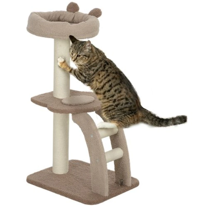 Image of PawHut 88cm Cat Tee for Indoor Cats, Cat Tower w/ Scratching Post, Brown, Brown D30-821V00CF