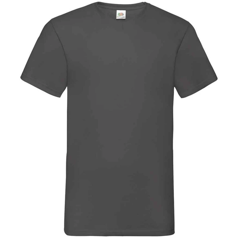 Image of Fruit Of The Loom Fruit of the Loom Men Value V Neck T-Shirt in Mid Grey Size: Small Mid Grey S Male 5063527305985