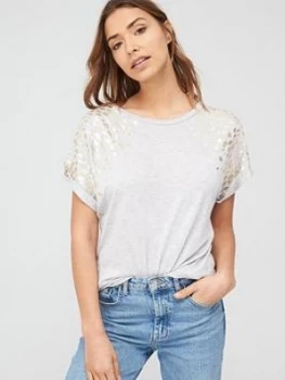 Image of Oasis Foil Animal Tee - Grey, Size L, Women