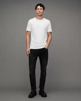 Image of AllSaints Mens Cotton Brace Tonic 3 Pack T-Shirts, White, Size: S