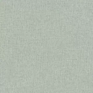 Image of Grandeco Twill Plain Fabric Textured Green Wallpaper