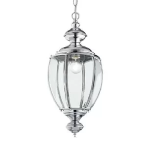 Image of Norma 1 Light Ceiling Lantern Pendant Chrome Glass, E27
