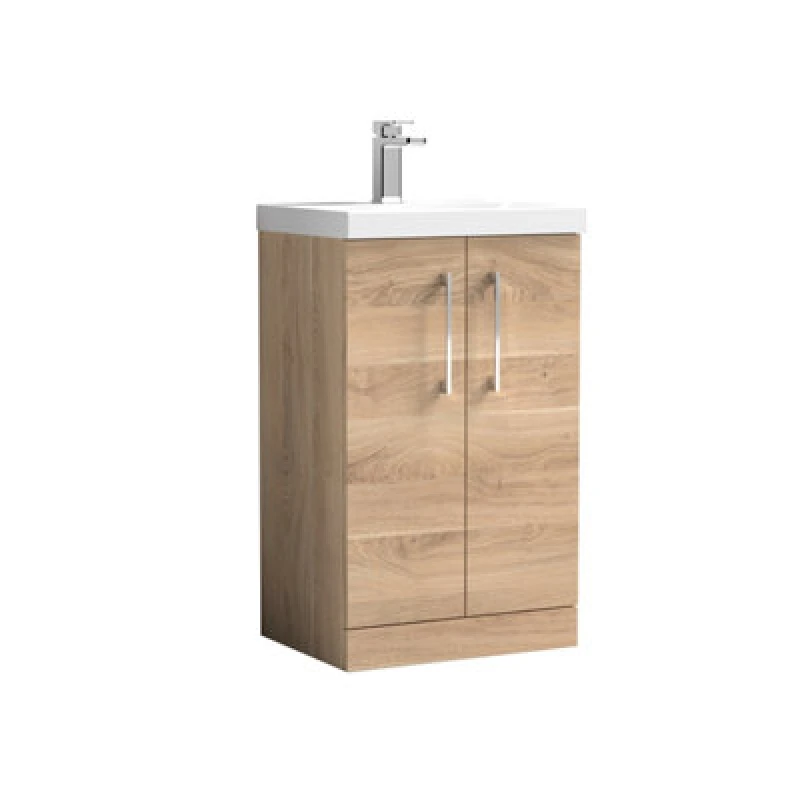 Image of NUIE Nuie - Arno Floor Standing 2-Door Vanity Unit with Basin-3 500mm Wide - Bleached Oak ARN3001D