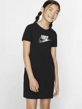 Image of Nike Girls NSW Futura Future Femme T-Shirt Dress - Black, Size XS, 6-8 Years, Women