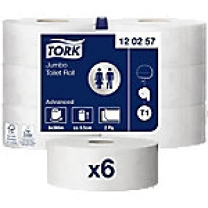 Image of Tork Toilet Rolls T1 Advanced Jumbo 2 Ply 6 Rolls