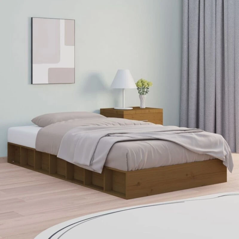 Image of VIDAXL Bed Frame without Mattress Honey Brown 75x190cm Small Single Solid Wood Vidaxl 8720287135876