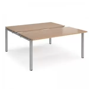 Image of Adapt sliding top back to back desks 1600mm x 1600mm - silver frame