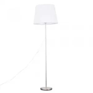 Image of Charlie Brushed Chrome Floor Lamp with XL White Aspen Shade