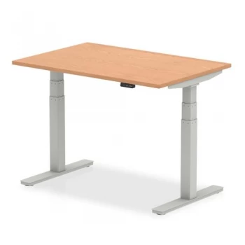 Image of Trexus Sit-Stand Desk Height-adjustable Silver Leg Frame 1200800mm Oak