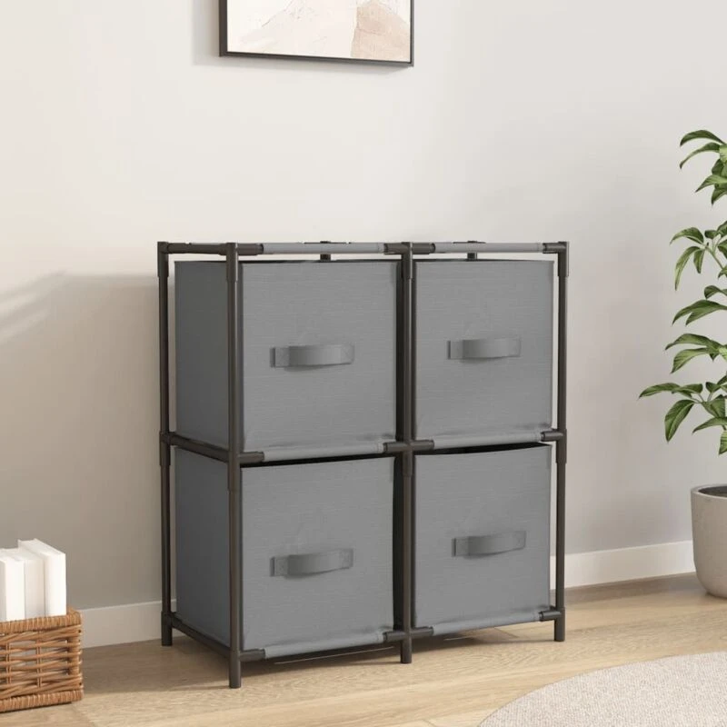 Image of VIDAXL Storage Cabinet with 4 Fabric Baskets Grey 63x30x71cm Steel Vidaxl 8720286640760
