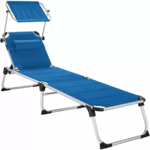 Image of Tectake - Sun lounger Lorella - garden lounger, cushioned sun lounger, garden sun lounger - blue - blue