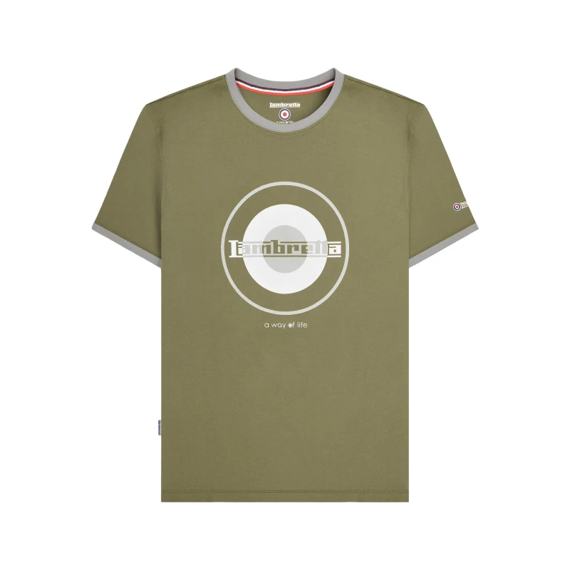 Image of Lambretta Lambretta Men Target Ringer T-Shirt in Khaki Size: Medium Khaki M Male 5063703650892