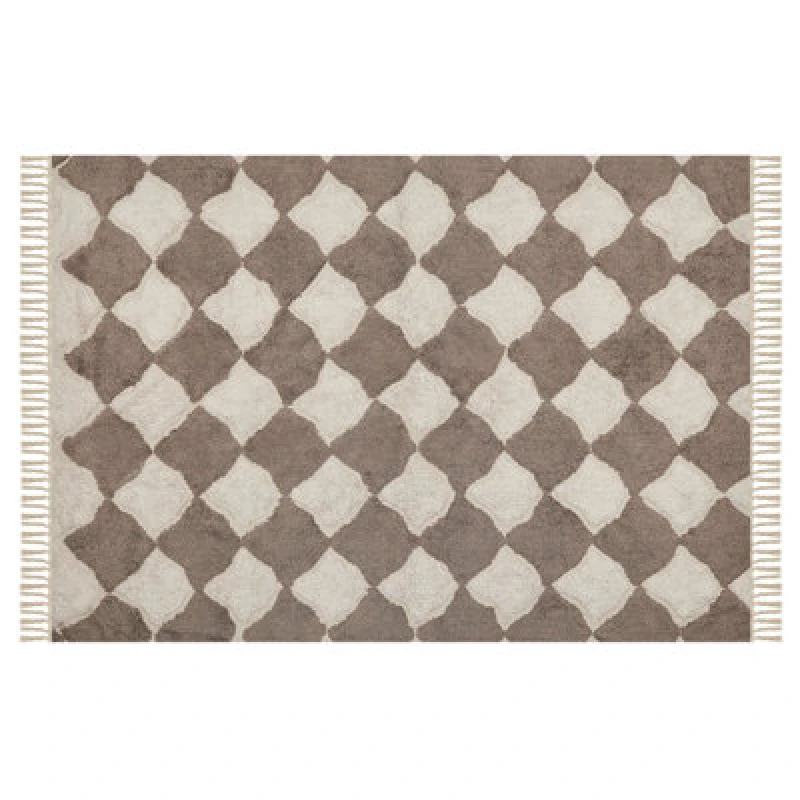 Image of Beliani Rug Sinop Beige 140 X 200 Cm Cotton