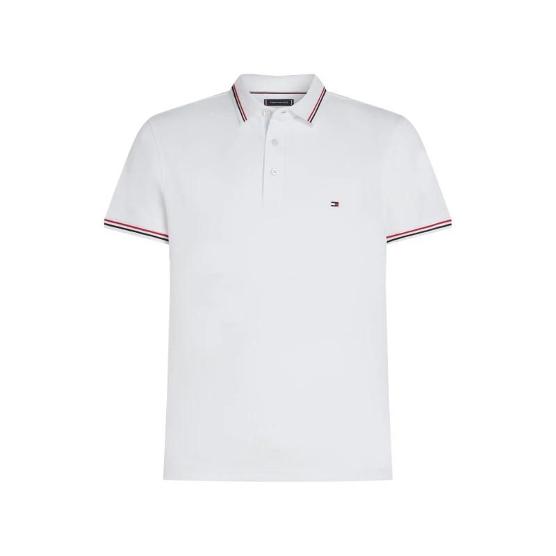 Image of Tommy Hilfiger TIPPED SLIM FIT POLO Short Sleeve Polos S White 57386501350
