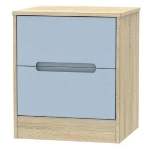 Image of Robert Dyas Barquero Ready Assembled 2-Drawer Bedside Table - Pine/Denim