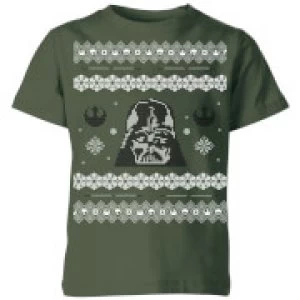 Image of Star Wars Darth Vader Knit Kids Christmas T-Shirt - Forest Green - 9-10 Years