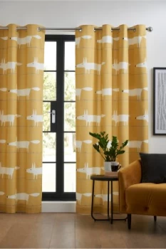 Image of Scion Mr Fox Eyelet Curtains Yellow