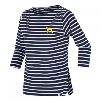 Image of Regatta Polina three quarter Sleeve T-Shirt - Navy/WhtDog