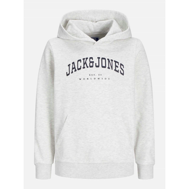 Image of Jack and Jones Kids Varsity Logo Pull Over Hoodie White Melange male 12 Years